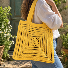 Cargar imagen en el visor de la galería, Bolso tejido a crochet en algodón – Amarillo 🌼
