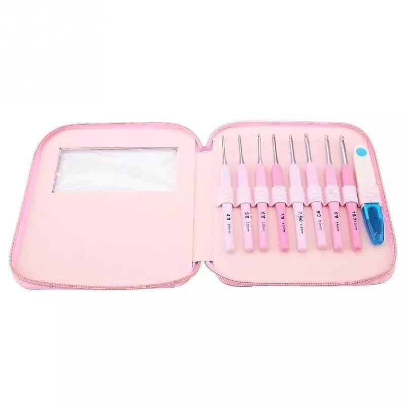 Set crochet + Estuche rosado